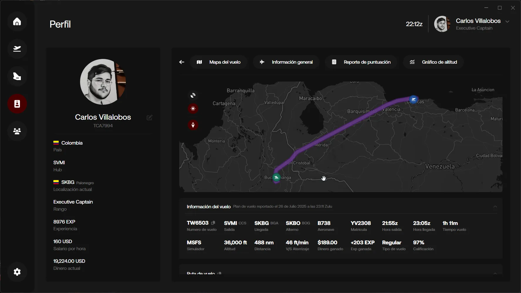 Estadísticas y reportes de vuelo